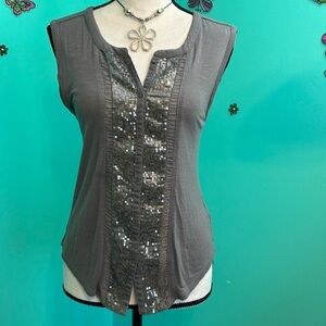 American Eagle Gray Sequined Tank Top